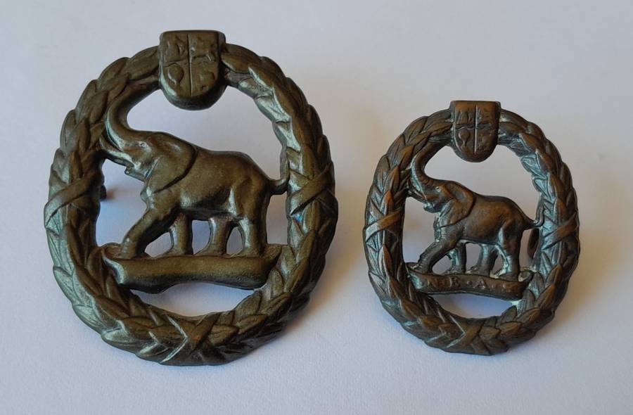 Pair WW2 SA Native Military Corps Badges. Cap And Collar. Lugs Intact.
