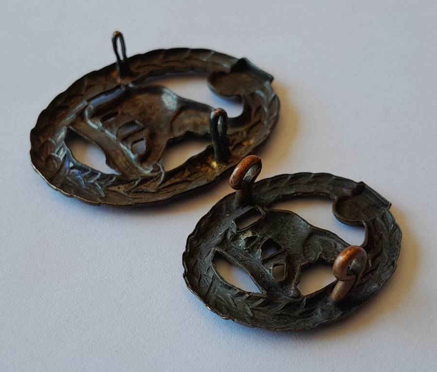 Pair WW2 SA Native Military Corps Badges. Cap And Collar. Lugs Intact.