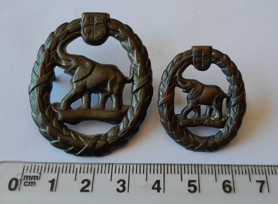 Pair WW2 SA Native Military Corps Badges. Cap And Collar. Lugs Intact.