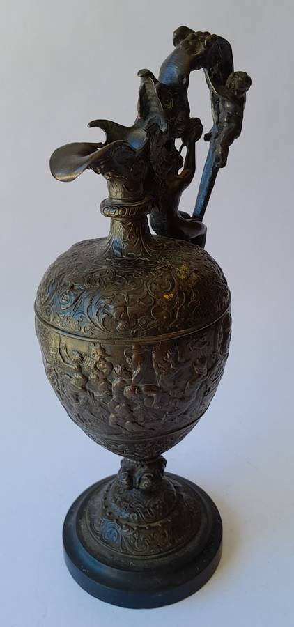 1880`s French Renaissance Revival Patinated Bronze Ewer.