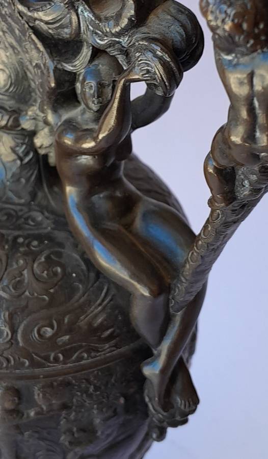 1880`s French Renaissance Revival Patinated Bronze Ewer.