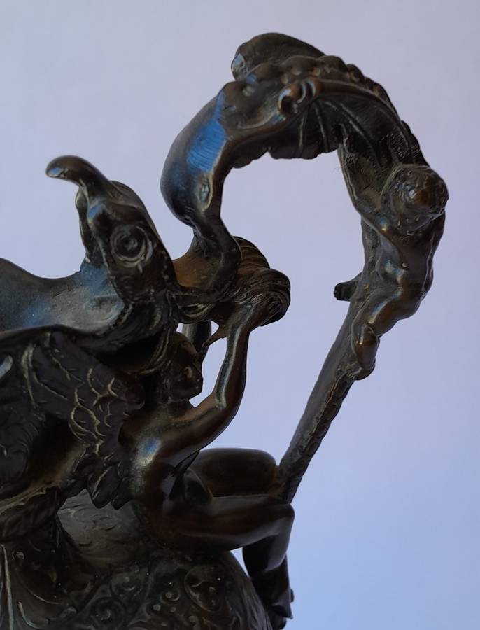 1880`s French Renaissance Revival Patinated Bronze Ewer.