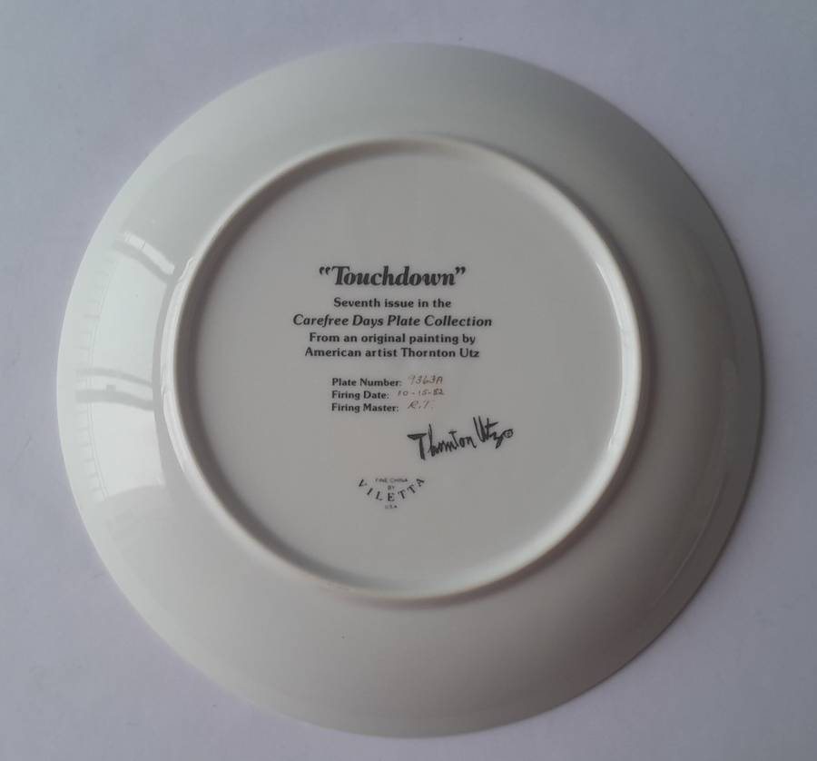 Vintage Plate By Viletta. `Touchdown` By Artist `Thornton Utz`. Signed And Dated. 22 cm.