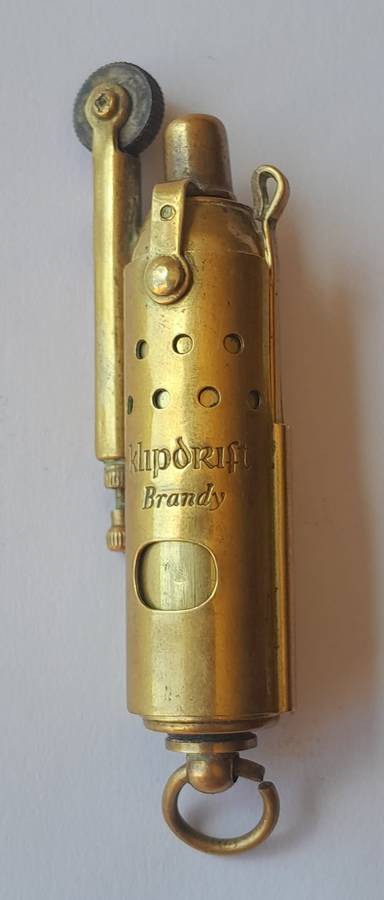 Vintage Klipdrift Brandy Storm Lighter. Solid Brass. Circa 1940`s.