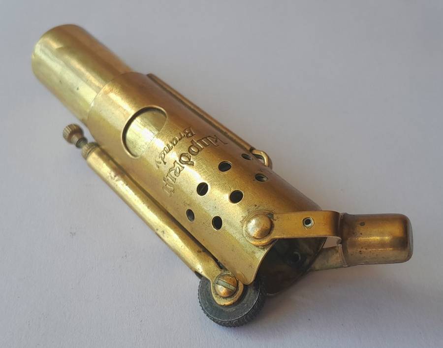 Vintage Klipdrift Brandy Storm Lighter. Solid Brass. Circa 1940`s.