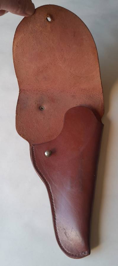 Early SA Police Webley Leather Holster For Sam Browne Belt.