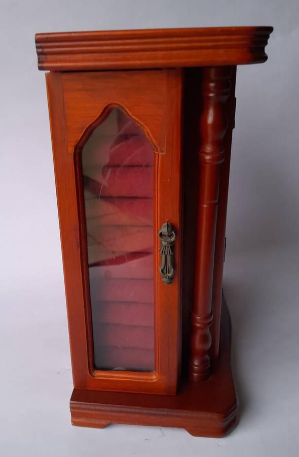 "Reserved" Vintage Cherrywood Armoire Jewelry Case. Excellent Condition.