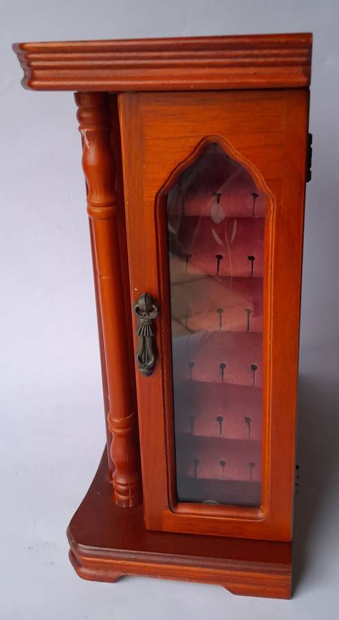 "Reserved" Vintage Cherrywood Armoire Jewelry Case. Excellent Condition.