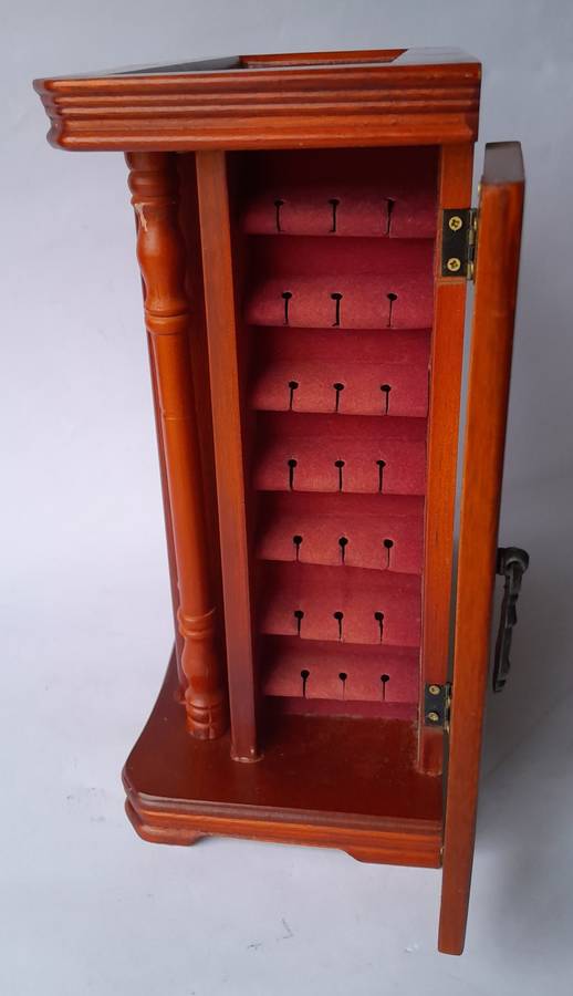 "Reserved" Vintage Cherrywood Armoire Jewelry Case. Excellent Condition.