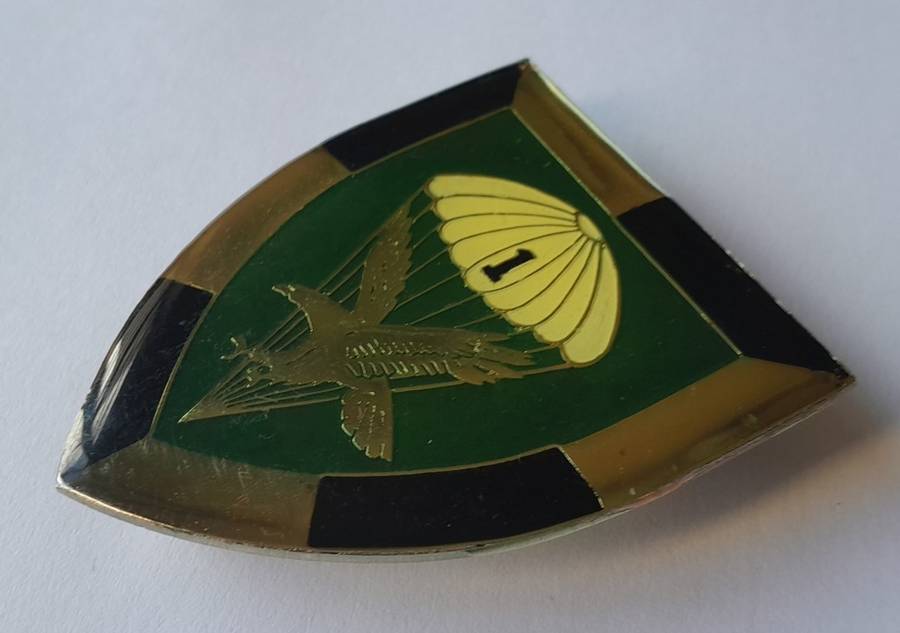 SADF 1 Parachute Battalion Shoulder Flash.  All Pins Intact.