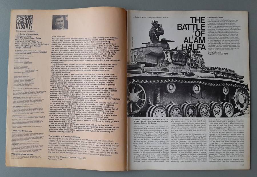 Vintage Purnell's "History Of The Second World War".  Alamein.