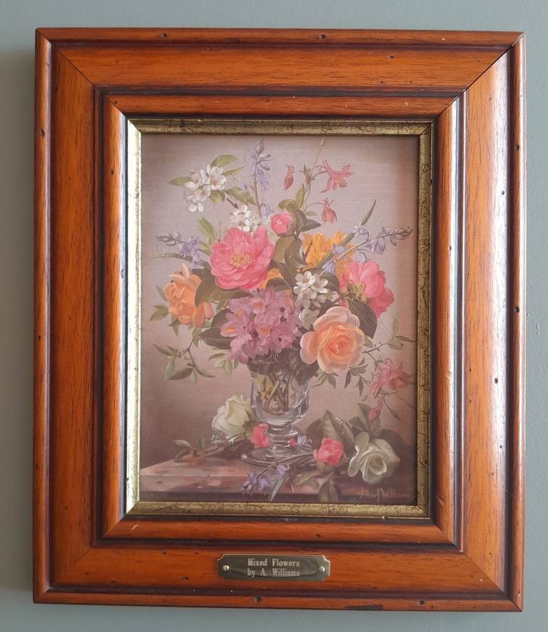 Early Hand Finished Print By Albert Williams. "Mixed Flowers". 33.5 x 28.5 cm.
