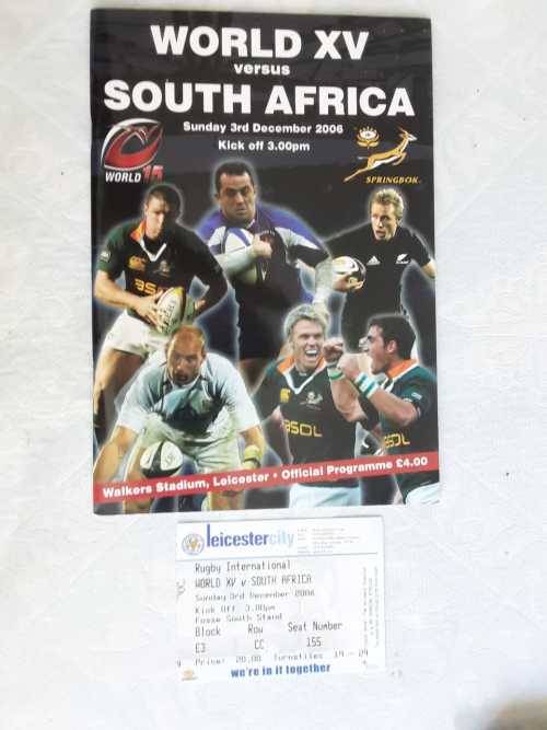 2006 World XV vs South Africaprogramme and Ticket