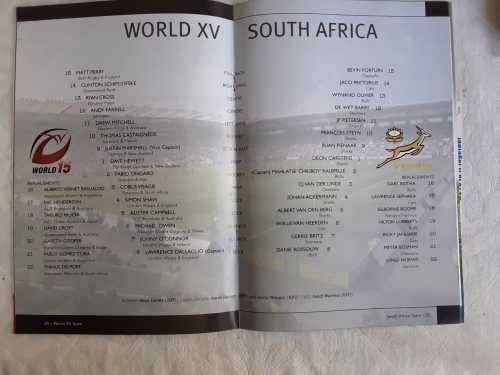 2006 World XV vs South Africaprogramme and Ticket