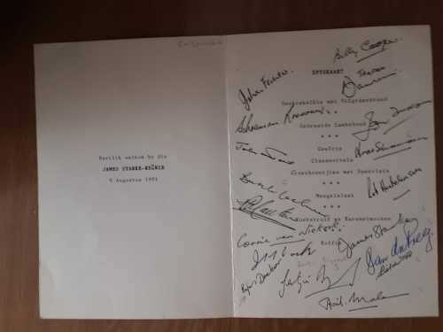 1991 James Starke Reunion Menu Card - Signed (Over 15 Signatures) - Details Below