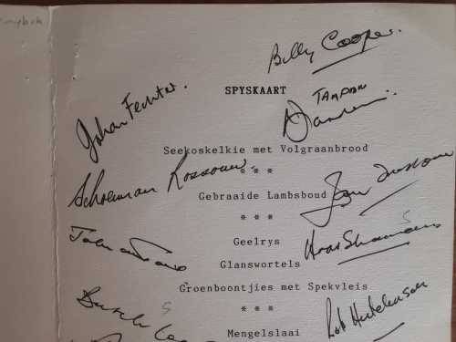 1991 James Starke Reunion Menu Card - Signed (Over 15 Signatures) - Details Below