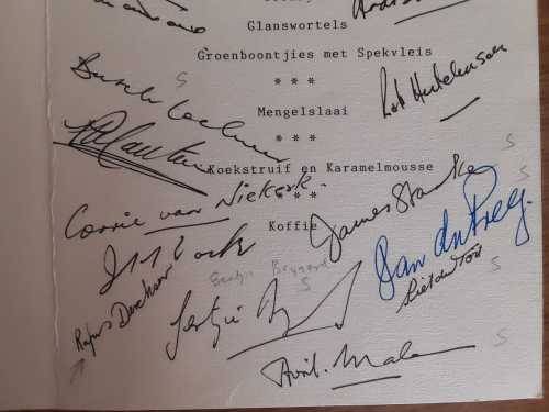1991 James Starke Reunion Menu Card - Signed (Over 15 Signatures) - Details Below