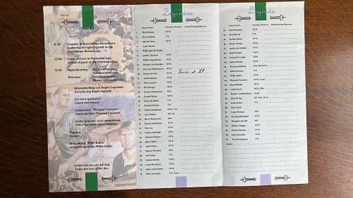 1999 Rugby Legends Menu Card - Signed