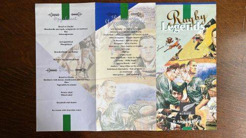 1999 Rugby Legends Menu Card - Signed