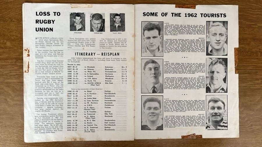 1962 British Lions vs South Africa at Ellis Park Souvenir Programme, details below