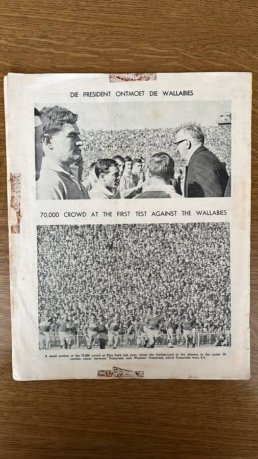 1962 British Lions vs South Africa at Ellis Park Souvenir Programme, details below