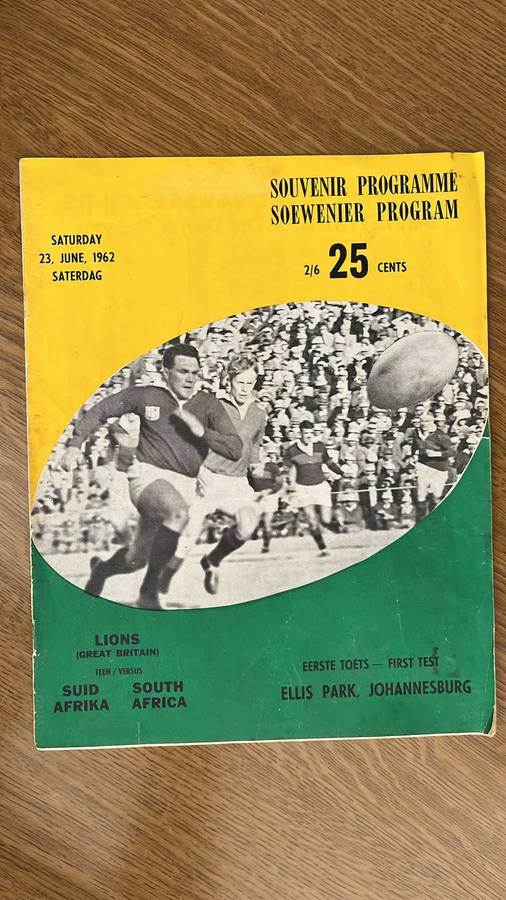 1962 British Lions vs South Africa at Ellis Park Souvenir Programme, details below