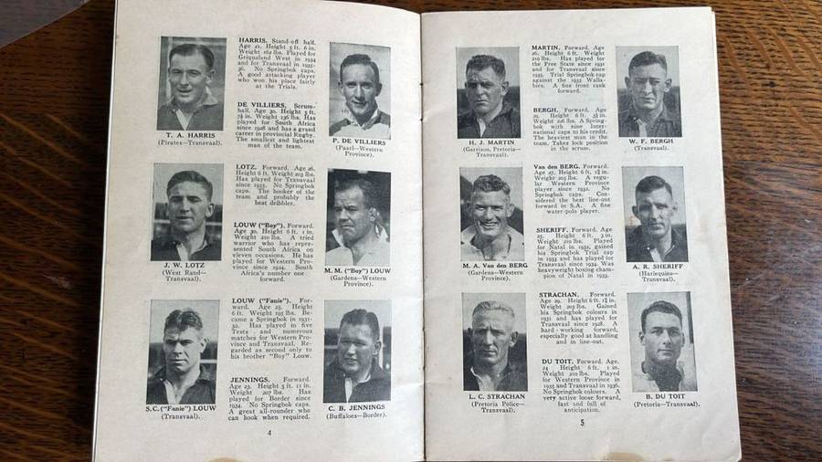 1937 Souvenir of the Springboks New Zealand Rugby Tour, details below