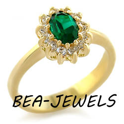 18k Gold Plated Gorgeous Emerald Green Flower Setting Ring - SIZE 8