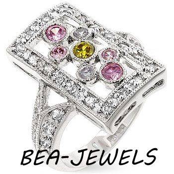 Gorgeous Multi Coloured Cocktail Ring - SIZE 8