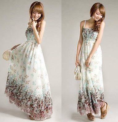 Dress - Bohemian National Chiffion Summer Dress - Long Maxi
