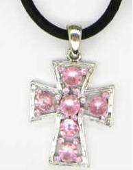 Pink Rhinestone Cross Pendant