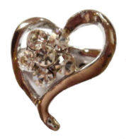Petit Rhinestone Studded Heart Brooch/Pin