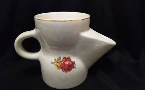 Vintage shaving cup Red rose flower bunch