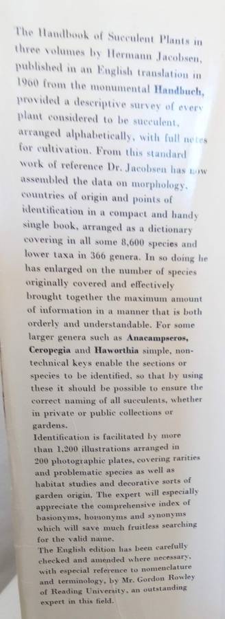 Lexicon of Succulent plants by Hermann Jacobsen