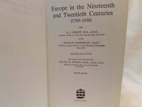 Europe in the nineteenth and twentieth centuries by Grant and Temperley