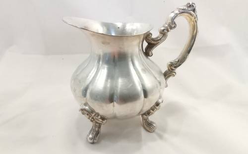 Magnificent & heavy silver plated teapot, milk and sugar