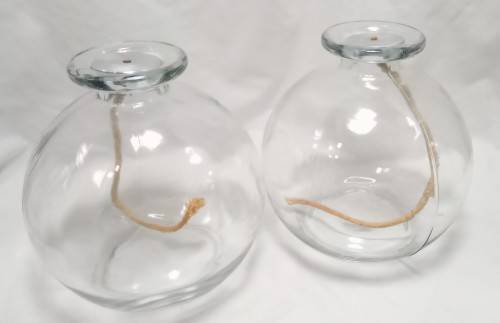 Two large glass oil burners