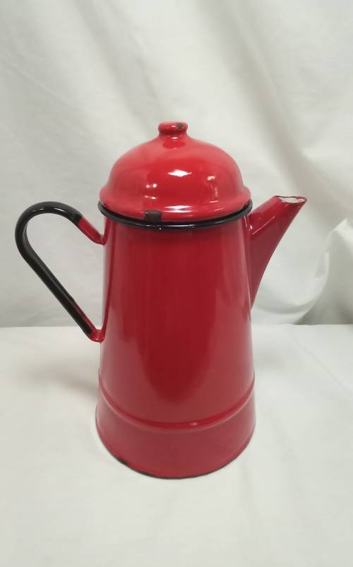 Lovely vintage red enamel Coffee Pot - Made in Poland