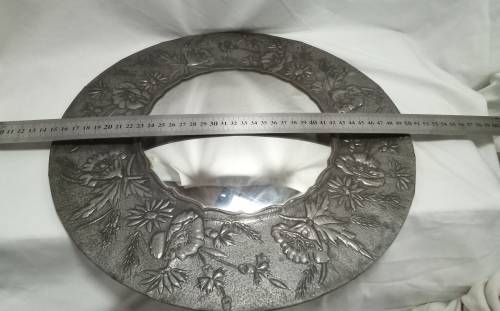 Stunning vintage domed mirror with handmade Pewter frame
