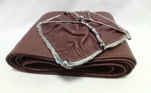 Vintage wide leather belt with separate buckle - Brown