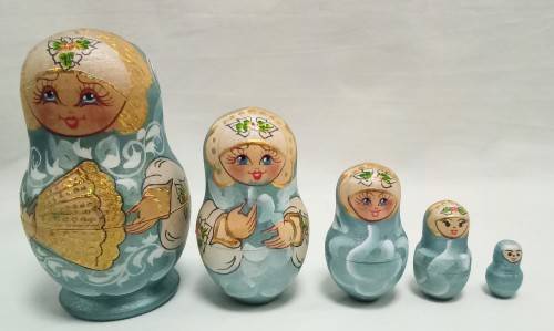 Turquoise Russian nesting dolls (Matryoshka)