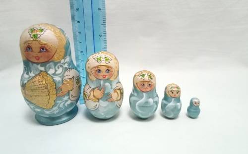 Turquoise Russian nesting dolls (Matryoshka)