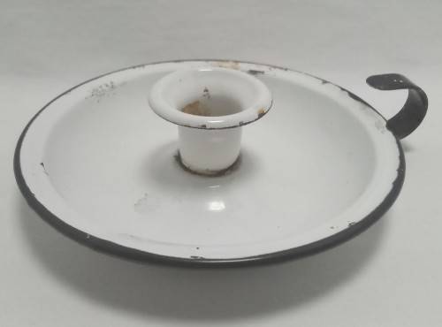 Vintage white enamel candle holder