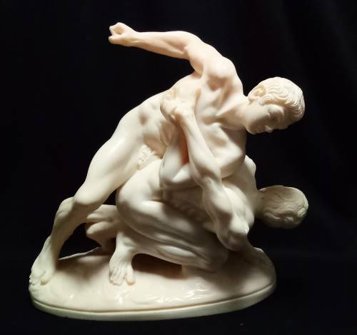 Italian marble/alabaster/resin composition sculpture of The Uffizi Wrestlers
