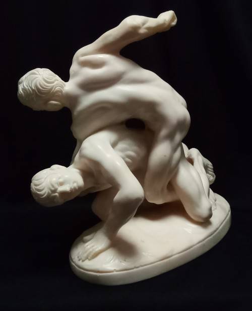 Italian marble/alabaster/resin composition sculpture of The Uffizi Wrestlers