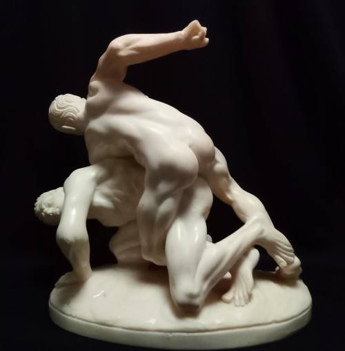 Italian marble/alabaster/resin composition sculpture of The Uffizi Wrestlers