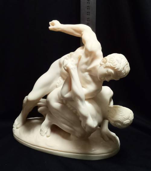 Italian marble/alabaster/resin composition sculpture of The Uffizi Wrestlers