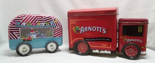 Collectable Arnott`s truck and caravan tin