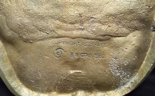 Brass Rhino spoor from the registered collection of the B.W. Genis animal foot prints 1980
