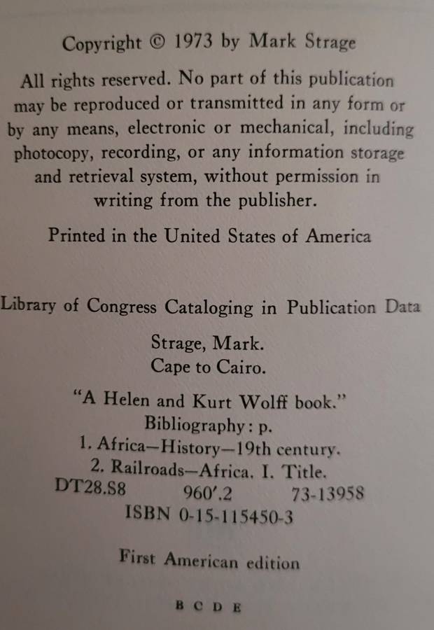 Cape to Cairo Rape of a Continent - Mark Strage 1973